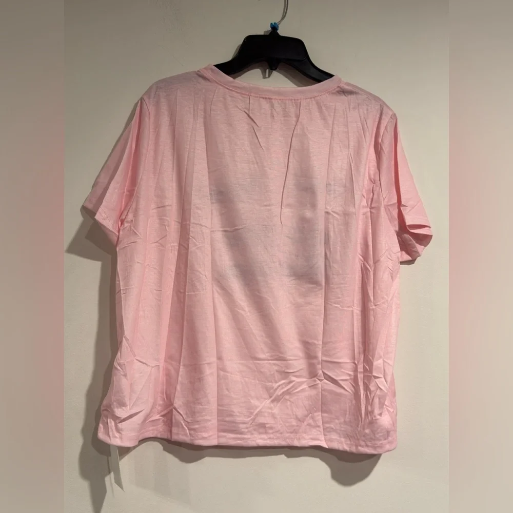 Wdirara Pajama Set, Pink Letter Printed Short Sleeves + Eye Printed Shorts XXXL - Picture 7 of 15